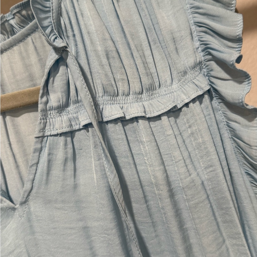 Light Blue Ruffled Women's Top - Picture 3 of 4